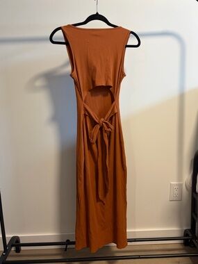Sugarlips Rust Orange Backless Tie-Back Maxi Dress